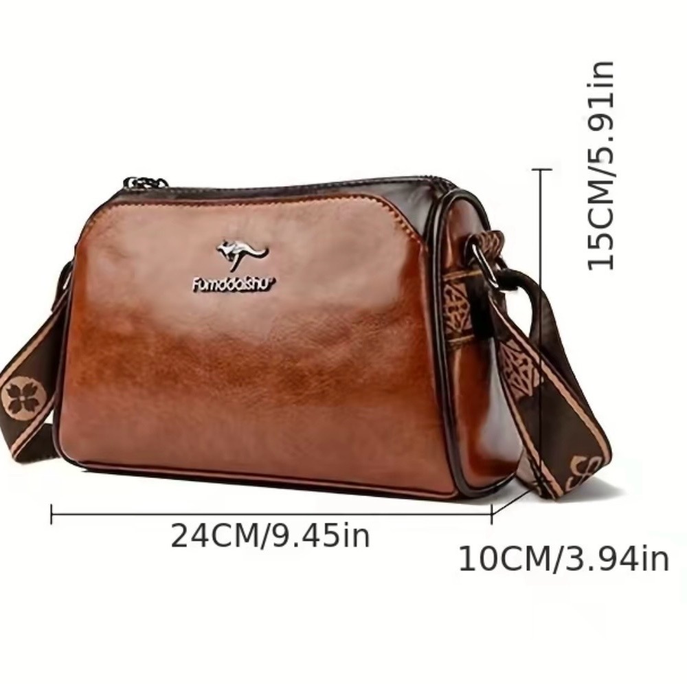 FUMDDAISHU FASHION Soft Leather Crossbody Versatile Boston Bag In Brown - Picture 14 of 16
